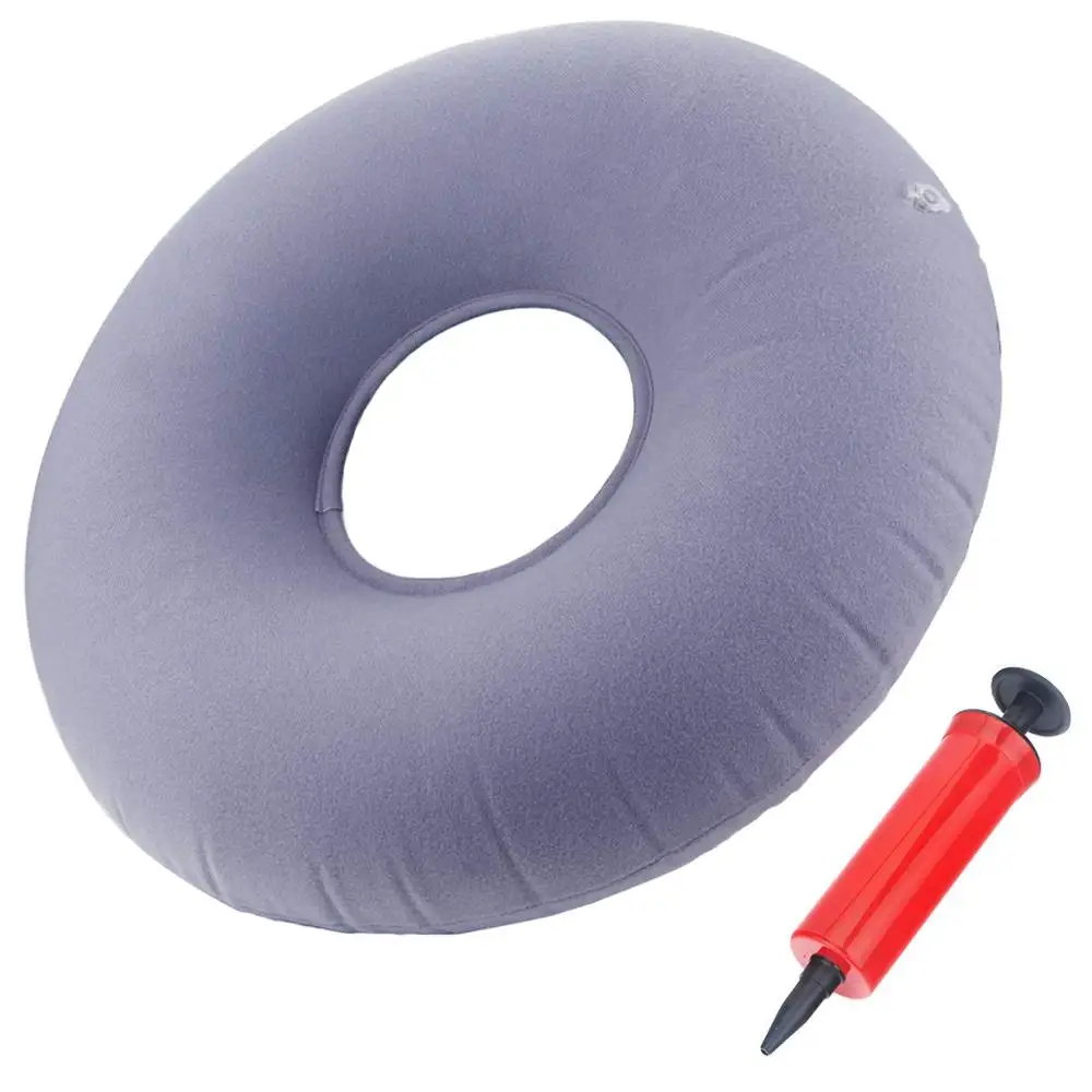 Inflatable Donut Cushion Pillow / Doughnut Pillow With Pump & Travel Bag -  Lumbar Support Compatible With Hemorrhoids, Pregnancy, Tailbone Pain, Use I