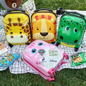 NEW 18 Inch ABS PC Hard Shell Lightweight Suitcase Carry-on 3D Cartoon Animal Kids Trolley Bag Set Cabin Luggage