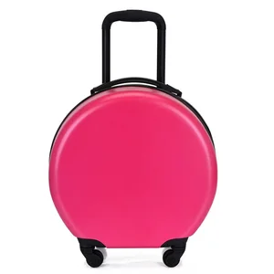 High Quality 20 Inch Cute Round Suitcase ABS Travel Luggage PC Customization Logo Smooth Surface Cabin Suitcase