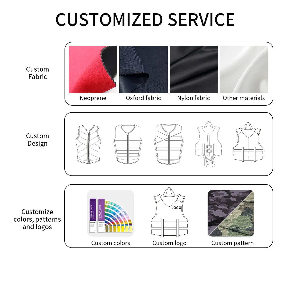 Tilpasset voksen wakeboard støtvest for menns og kvinner sitt svømmelivst vest EPE-skum båtfart raftering PFD neopren livvest