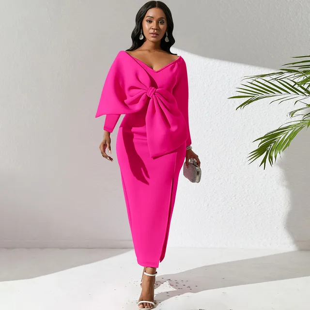 Bow Casual Dresses Vintage Night Dresses for Woman Evening Gown Dress Elegant Ball Gown Women's Clothing Winter Streetwear