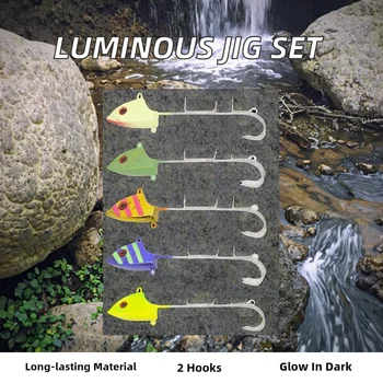 New 15g Lead Jig Head Double Hook Lure Bass Trout Carp Float Fishing Slice Insect Bait Lake – Metal Jig – view 3