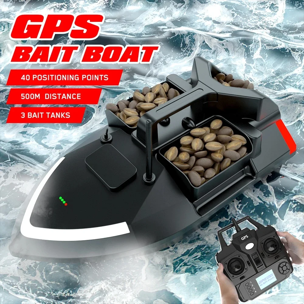 Flytec V020 Bait Boat GPS Fishing Bait Boat 500M With 3 Bait Tanks Fish Finder 2KG Loading Automatic Cruise/Return Fishing Boat