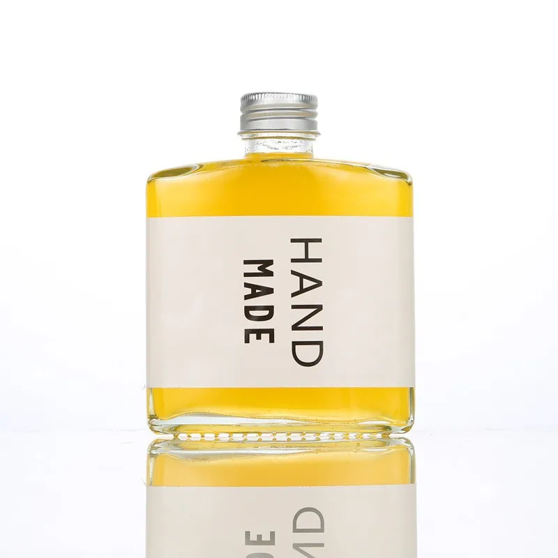 100ml 200ml 250ml Screen Printing Screw Lid clear and Frosted Flat Flask Coffee Glass Bottle for Liquor Wine