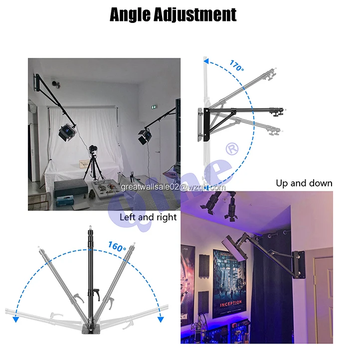 1.3m/1.8m/2.1m Wall Mounted Light Stand,Overhead Lighting Stand,Ceiling Lighting Holder Buy