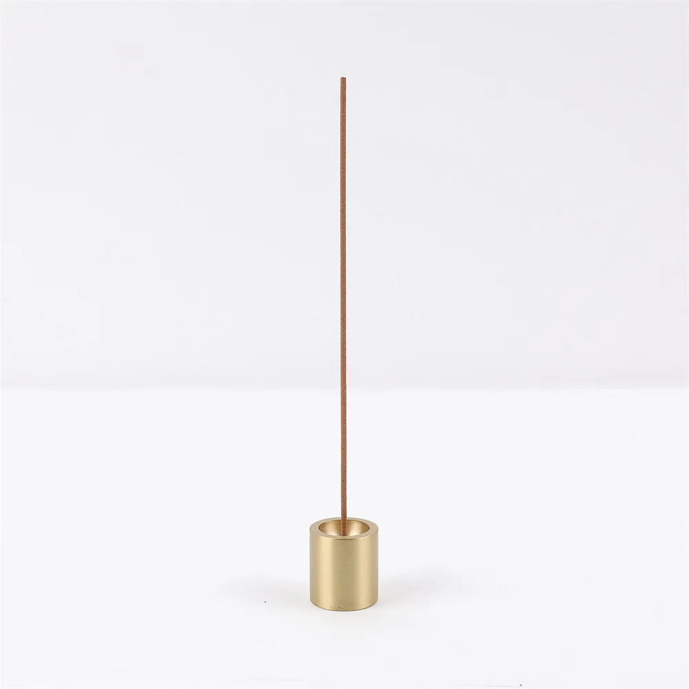 Maxery Concise Incense Stick Holder Simple Solid Brass Incense Holder Incense Burner No Leak Dust for Religion Buddhism Home