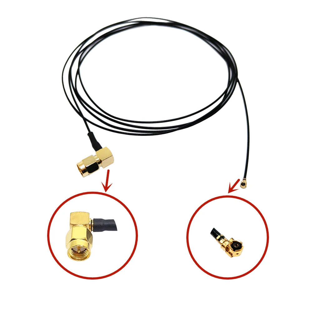 Low Loss SMA Male Plug Right Angle 90 Degrees to U.FL Connector With 1.13 mm RG1.13 RF Antenna Extension Cable Assembly