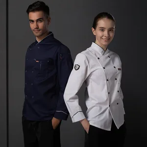 Custom Chef Coat Breathable Polyester Hotel Kitchen Chef Jacket Men Women Chef Uniform Restaurant Long Sleeve