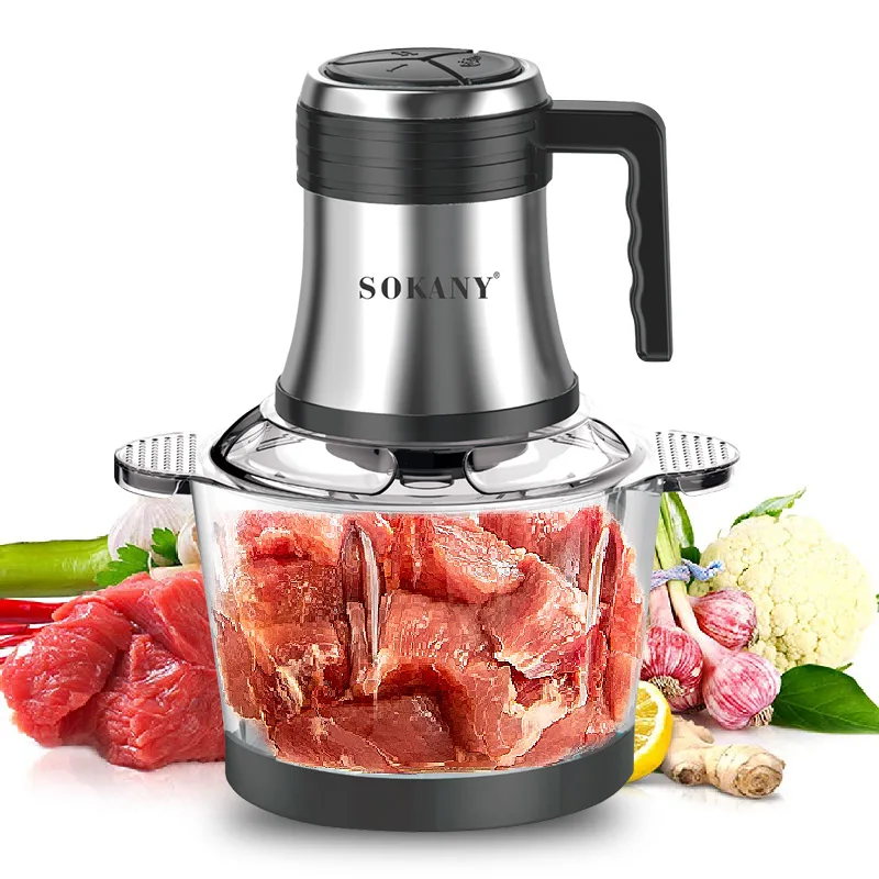 7026 6l 10l 12l Electric Stainless Steel Sokany Pounding Machine Food Processor Chopper Meat Grinder