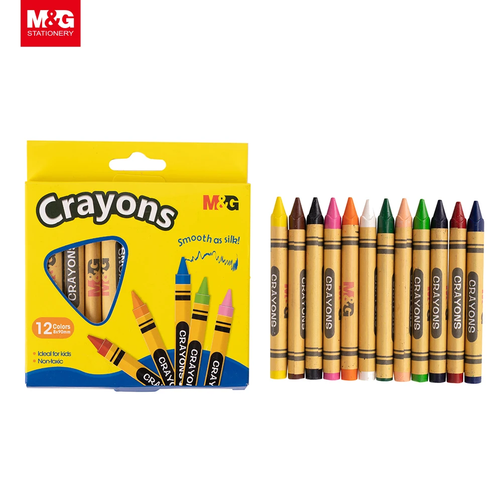 M&G Silk Smooth Round Crayon Set 8mm*90mm 12 Colors Art Supply Ideal for  Kids Gifts - China Promotional Items, School Crayon