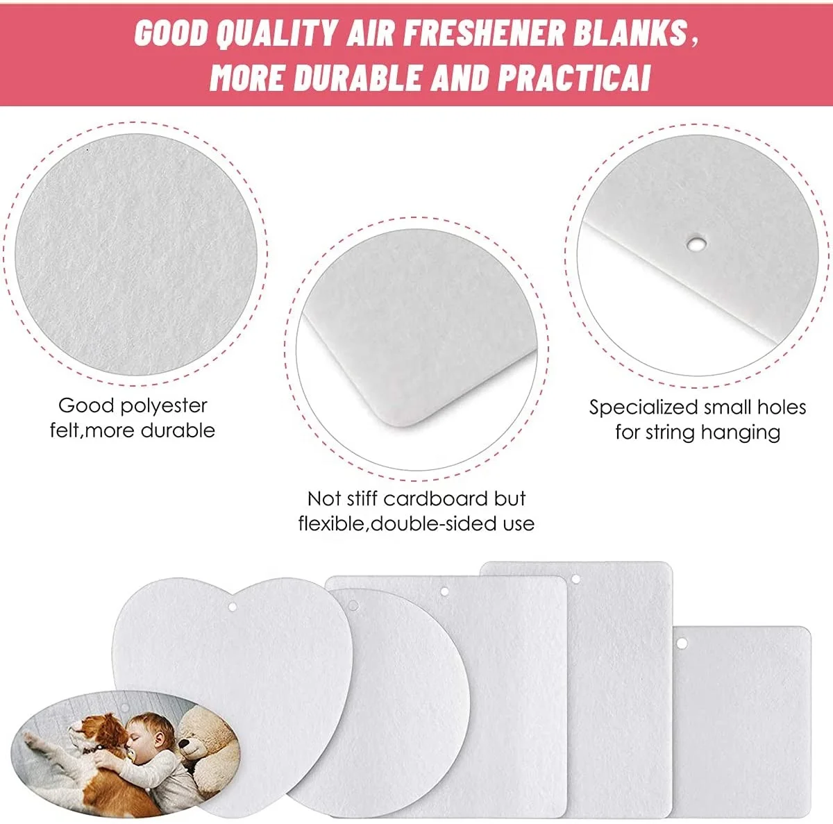 10 Pack of Sublimation Air Freshener Blanks Felt Blanks Double