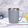 Grey stainless steel cup with handle mouthwash cup-450ml