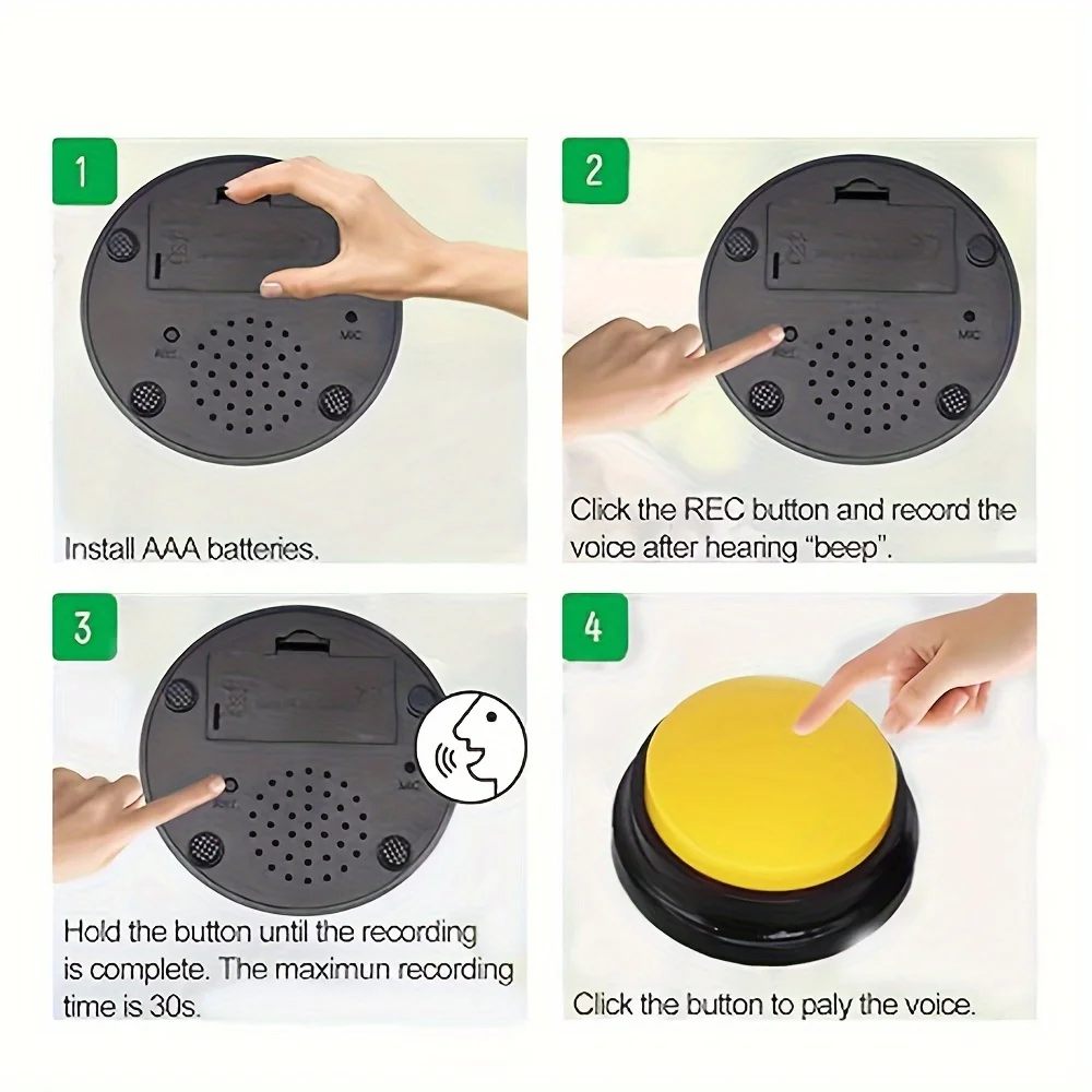 Recordable Answer Buzzers Sound Button for Communication Toys Piezo Ceramic Pet Dog Button for Alarms Buzzers Sirens