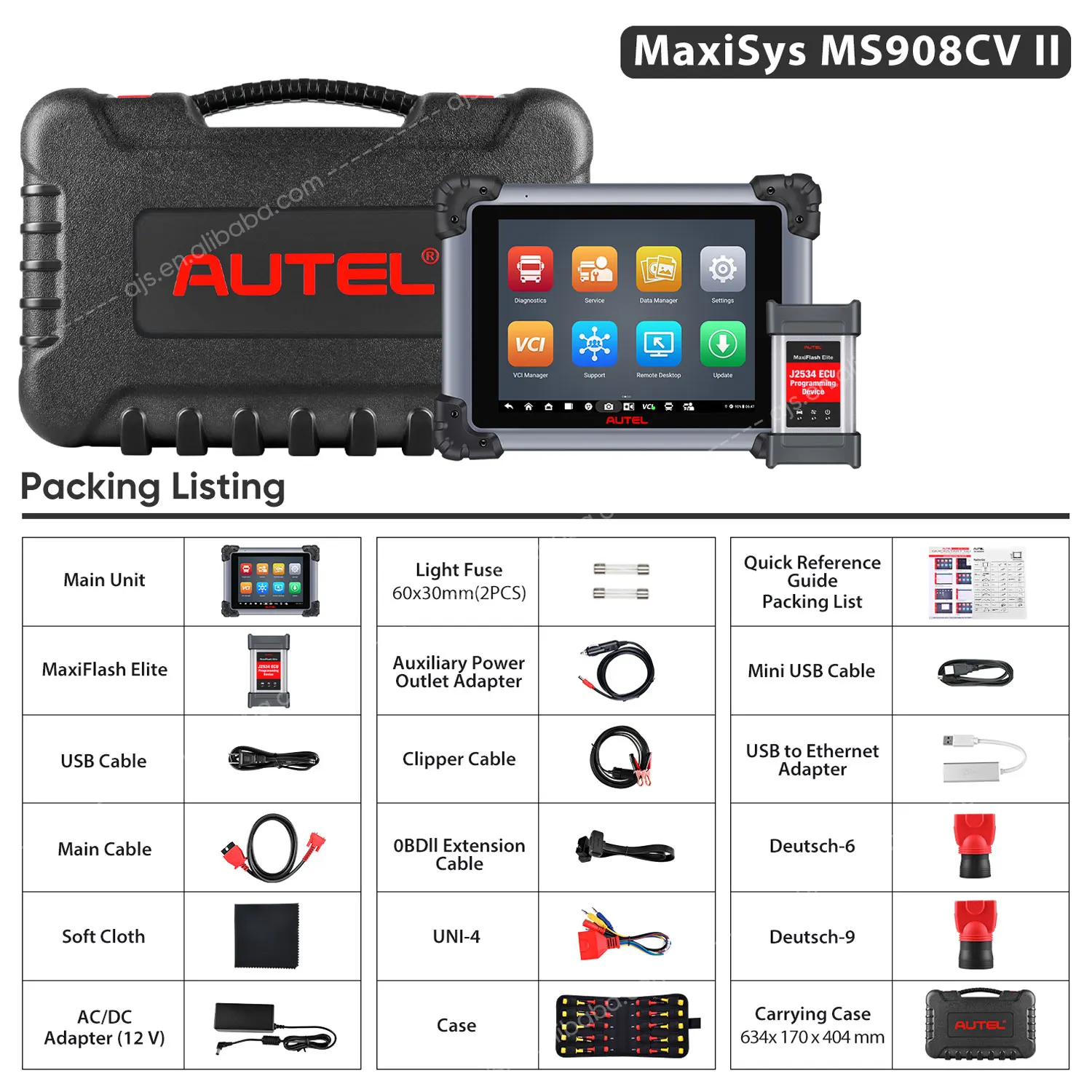 Autel Maxisys Ms908cv Ii 2 Heavy Duty Truck Car 12v 24v Obd2 Scanner ...