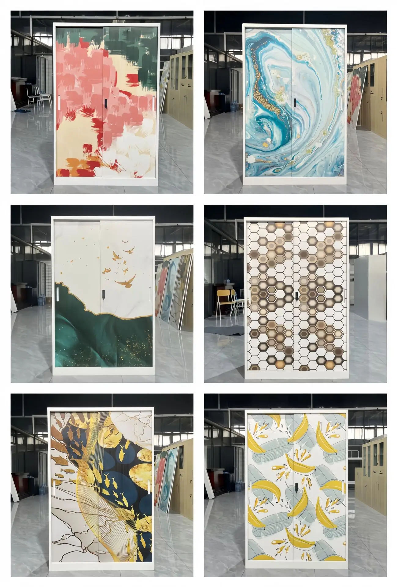 Steel Printed Wardrobe With Pattern Design supplier