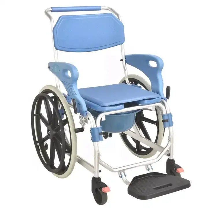 Wheeled Bathing Chair for the Disabled, Shower Chair, Toilet Chair for the Elderly Foldable Special Mobile Toilet Stool
