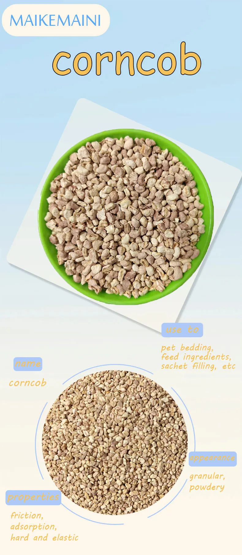 Factory Hot Sale Animal Feeding Corn Cob Corncob Grits Media