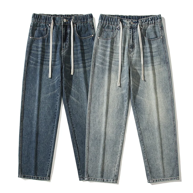 2025 Spring New Style Washed Vintage Jeans Men's Spring Autumn Loose American Straight Boys Trend Long Pants for Sale
