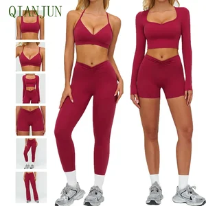 Women Plus Size Gym Fitness Sets High Waist Leggings Workout Tracksuit Pleated Lifting Thread Yoga Suit Slimming Suit