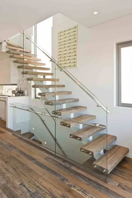Custom Design Solid Wood Stairs U Shape Staircase Indoor Wood Steps Cantilevered Floating Staircase