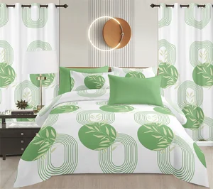 Wholesale Bed Fitted Sheet King Size 8 Pieces Bed Sheet Set with Curtains Bedding Collections Cheap Price