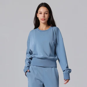 Fall Women's Casual Long Sleeve Sports Top Crewneck Soft Loose Sweatshirt Pullover Autumn Winter Printed Workout Active Tops