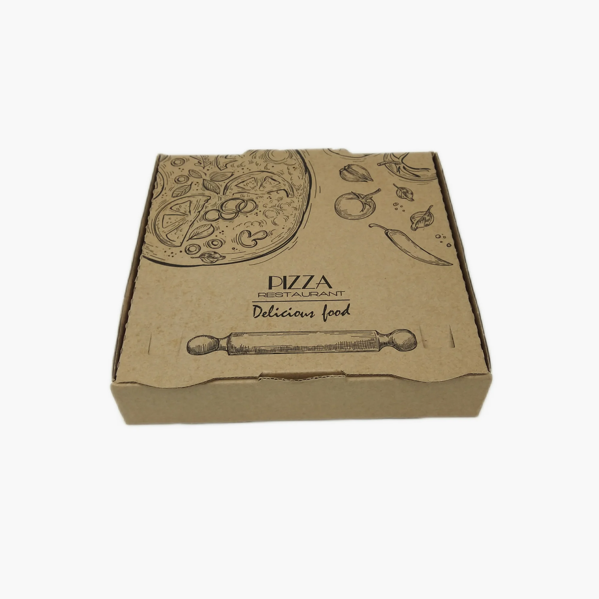 Portable Custom Printed Pizza Corrugated Paper Box with Handle