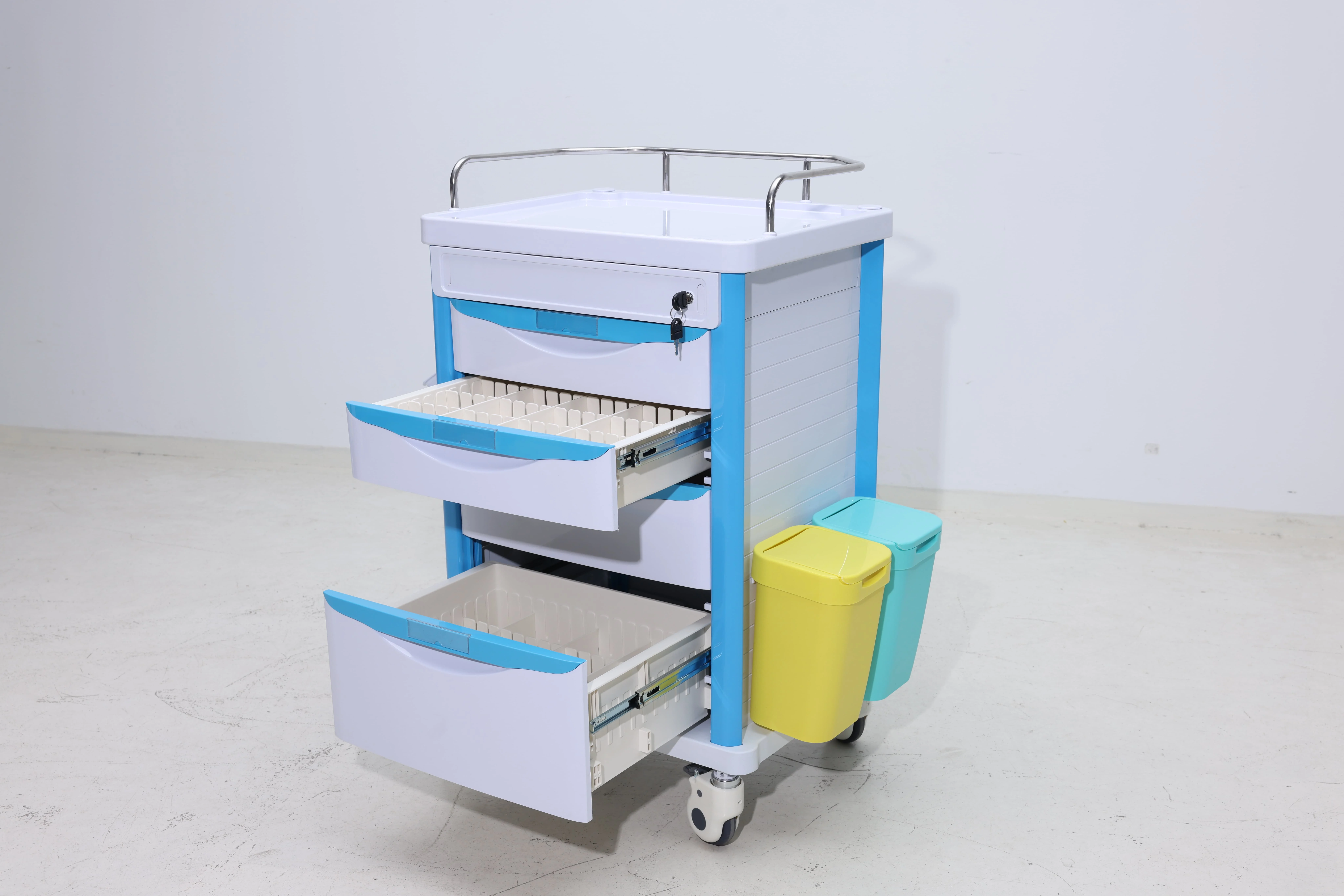 Modern ABS Compact 4-Tier Medication Distributor with Individual Lock 4 Castors for Hospital Clinic Hotel Space Optimization 2