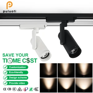 PULUOTI 30W ultra Thin Track Light Flexible Track Lighting Ceiling Commercial Track Lights 2 Wire Dimmable Spotlight Aluminium