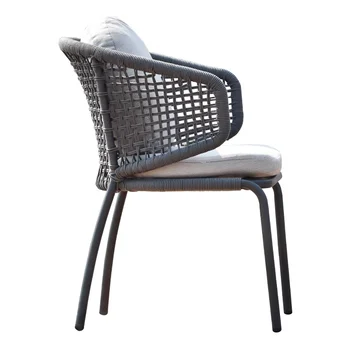 Comfortable Durable Aluminum Alloy Iron Metal Outdoor Patio Chair with Modern Rope Design for Hotels Living Rooms Gardens