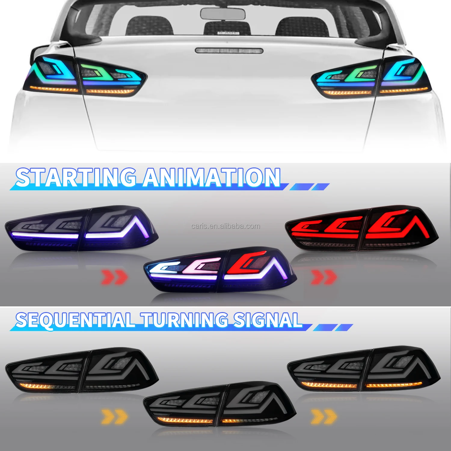 Luz trasera arcaica de diseño RGB para Mitsubishi lancer EVO X, lámpara trasera de alta calidad con señal de giro secuencial, novedad, 2008-2018