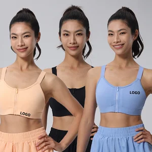 Custom High Quality Fixed Cup Front Zipper Bras Women Push up Seamless Sport Bra Top Fitness Womens Hot Sexy Sports Bra Women
