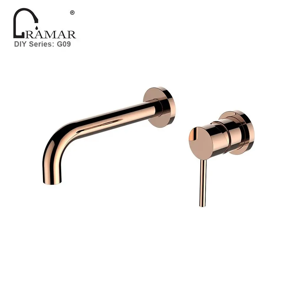 Rose Gold Painting Single Handle Bathroom Brass Water Basin Faucet