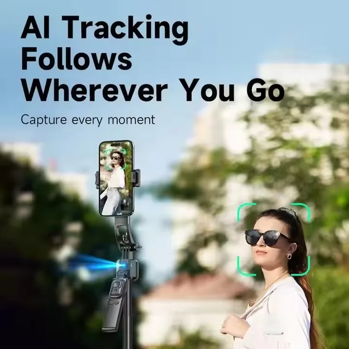 GREATYYT 64-Inch AI Automatic Face Tracking Gimbal Stabilizer Selfie Stick 360 Degree Intelligent Rotatio for Camera Smartphone