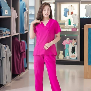 Factory Wholesale Women's Medical Scrub Uniforms Nursing Uniforms Sets Woven Fabric Polyester/Rayon/Spandex Material Stretchy