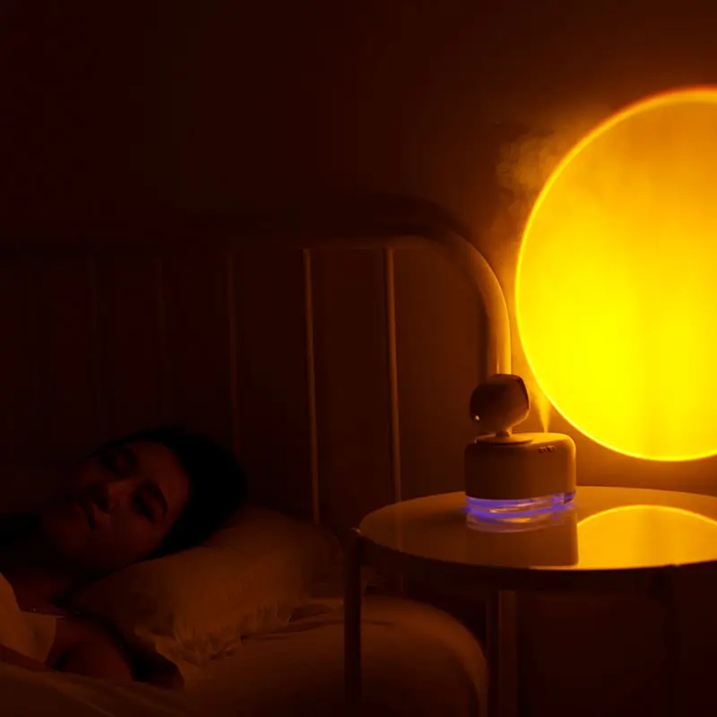 Sunset Light Humidifier 300ML Sunset Projection Air Humidifier Portable Mini Cool Mist Oil Diffuser  2000mAh for Photograph Home
