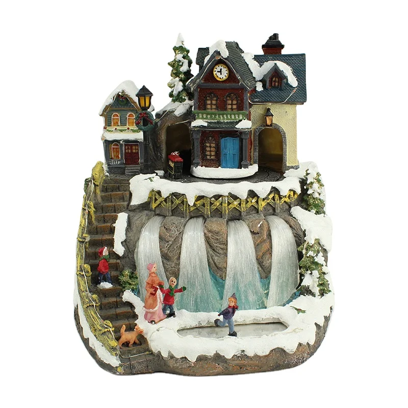 Custom Light up  Holiday Time Musical Figurines Christmas Village Set