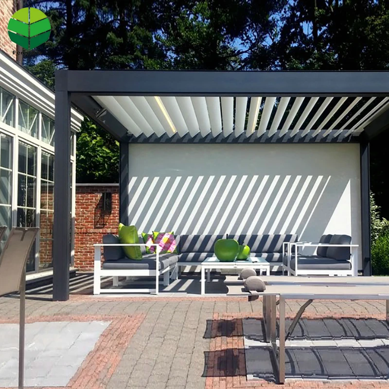 Customized Adjustable Motorised Outdoor Pergola Waterproof Aluminum Louvered Garden Roof Bioclimatic Pergola for Sunshade