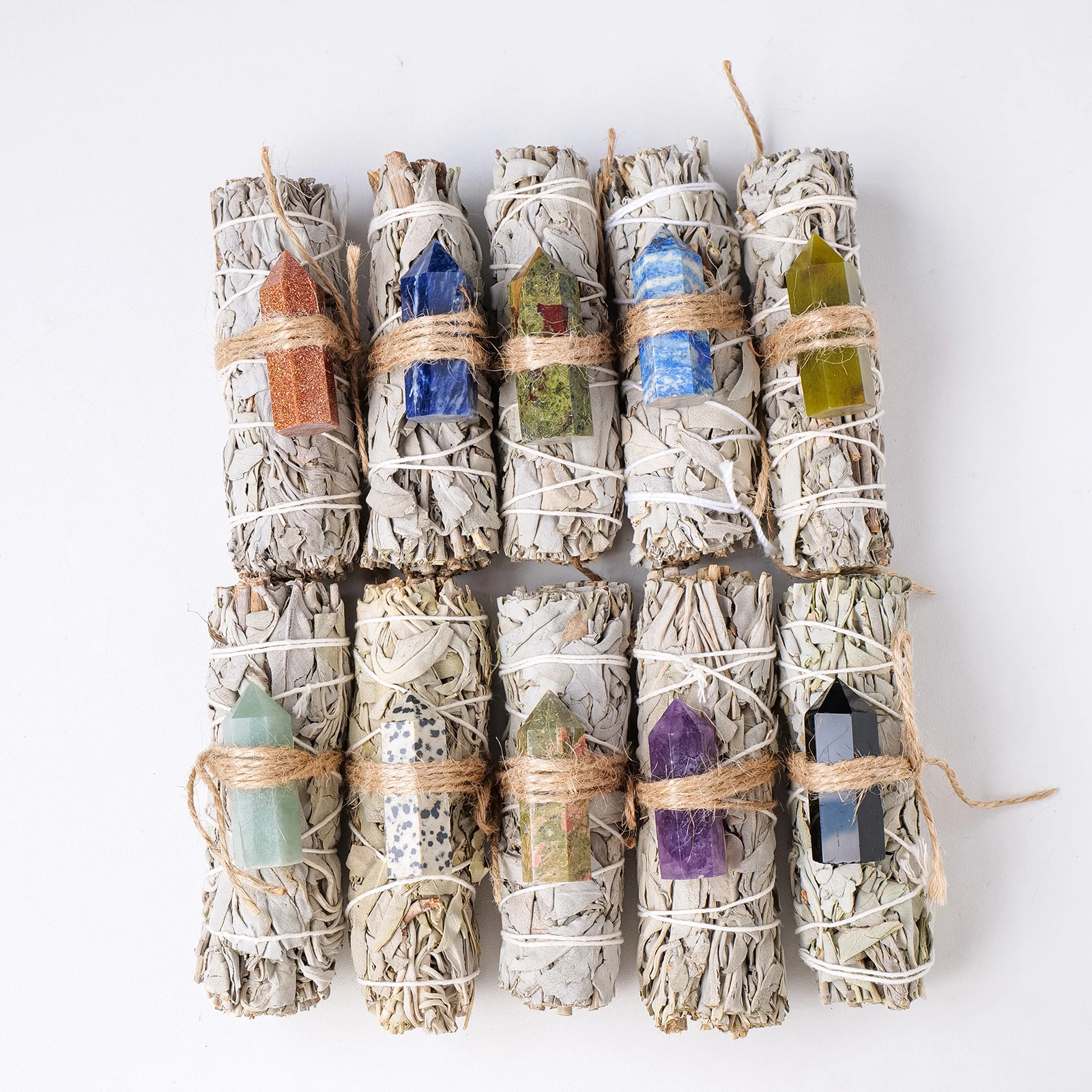 Wholesale Natural Sage Crystal Point Set Amethyst Crystal Set White