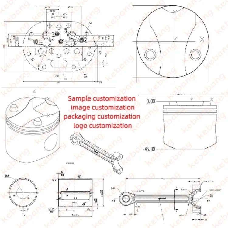 Aluminium Connecting Rod Bearing D3D Refrigerator Spare Parts for Copeland Scroll Compressor 44.4*92*19mm