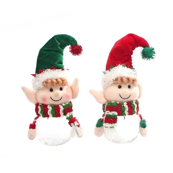 Cute Elf Doll Decor Xmas Candy Holder Container Plastic Christmas Decoration Supplies for Party Gift Ornament