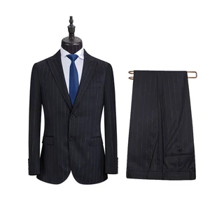 Men's Wedding Dress Black Striped 2-Piece Business Suit Custom Fitted and Breathable New Design