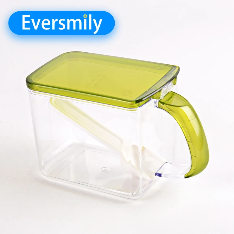 2023 кухонные принадлежности 4 в 1 прозрачная пластиковая квадратная коробка для приправ с ложкой банки