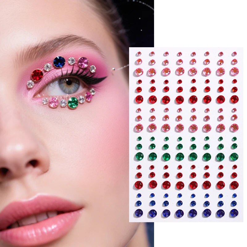 Neue Trends Glitzernde Druck-Edelsteine aus Harz mit Gelfolie für Gala-Make-up