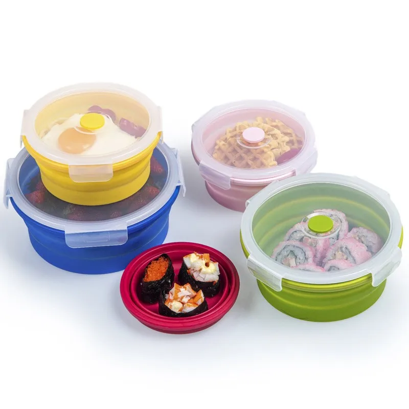 Thin Bins Collapsible Containers Set Of 4 Round Silicone Food Storage ...