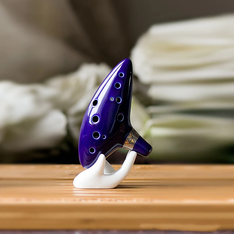 Ocarina Alto Do 12 Trous En Céramique Bleue - Instrument De Musique Pour Débutants Et Fans De Zelda - Avec Sac Et Livre De Chansons