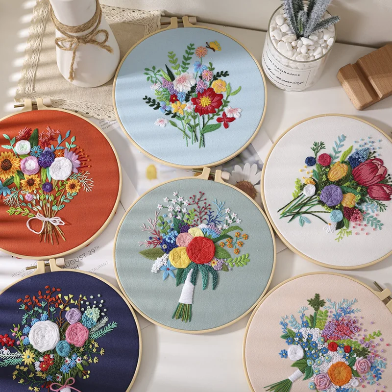 Embroidery Starter Kit with Pattern and Instructions Cross Stitch Set handmade sewing embroidery kit artwork