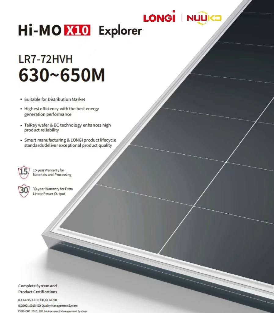 Longi Himo10 Solar Panels - 630W-650W Efficiency Power