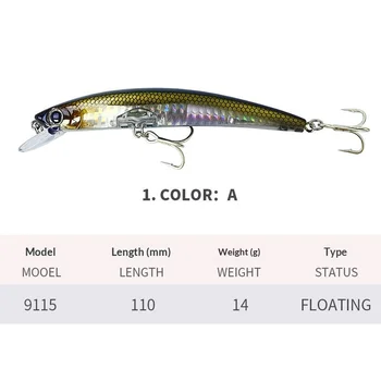 Cheery Lure 11cm/14g Floating Minnow Artificial Hard Bait Stainless Steel With Hooks Sea Fishing Long Distance Throwing Bionic – Minnow – view 3