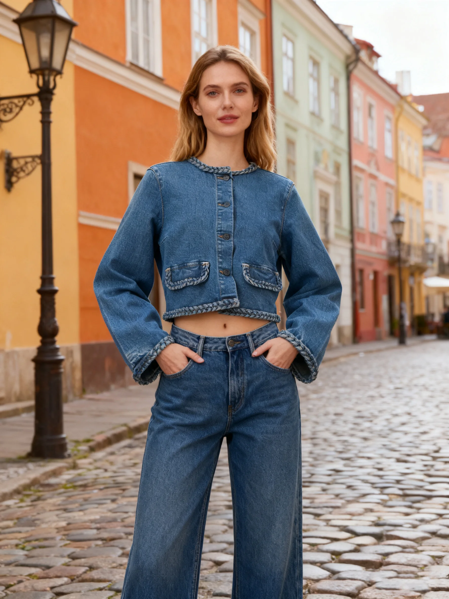 Polyester-cotton Jacquard Jacket, Gujia Shirt, Heavy Washed Denim